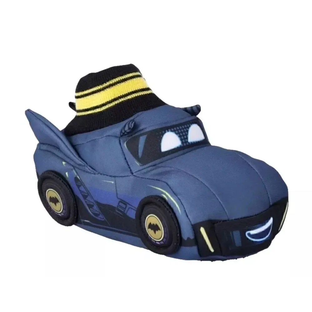 DC Batman Slippers Boys Size 5-6 Blue Batwheels Bat Car Slip On Plush Light Up